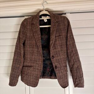 H&M Plaid Brown Blazer